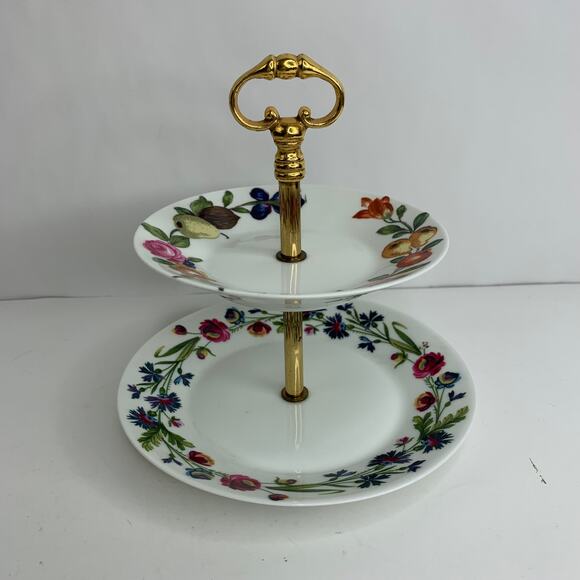 Porcelaine de Paris Tiered Flower Trimmed Porcelain Serving Plate - Picture 2 of 9